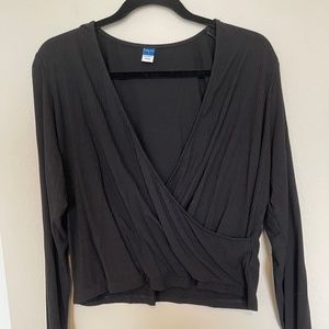 Old Navy Ribbed Knit Faux-Wrap Top